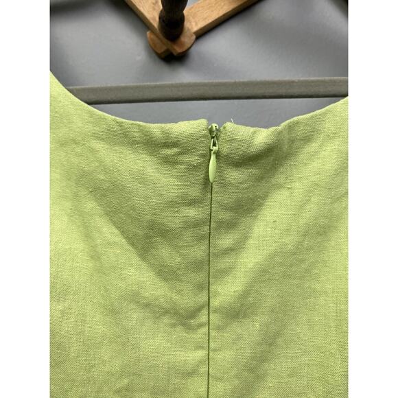 A.K.C. Linen Blend Dress Women's 2X Tank Dress Back‎ Zip Back Slit Cutouts Green - Picture 6 of 6